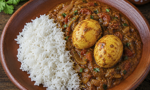 Egg Curry (2 Eggs) + Rice